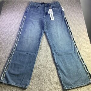 PURPLE BRAND Womens High Rise Wide Leg Jeans Side Cut Out‎ Pearly Size 31 NWT